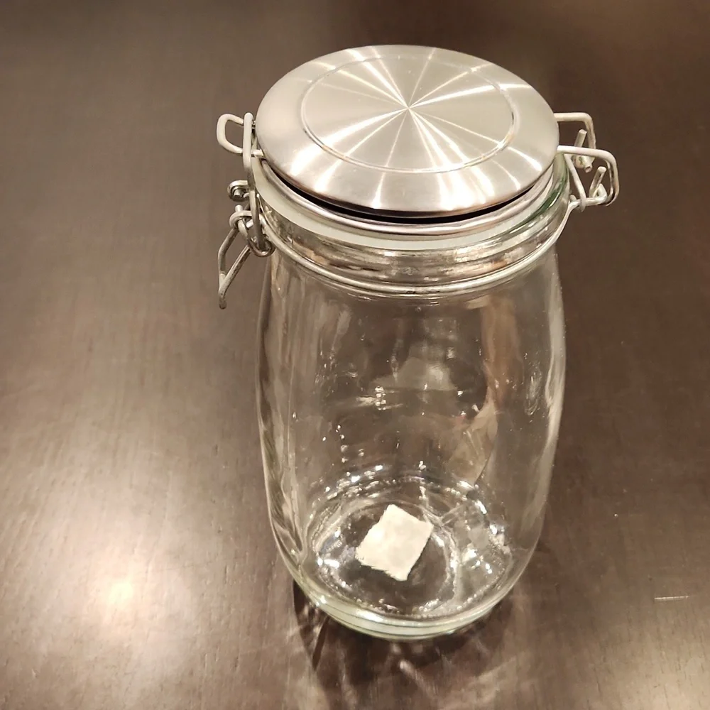 West Elm Storage Glass Jars, Silver Lid w/Kilner latch closure NWT set of 2